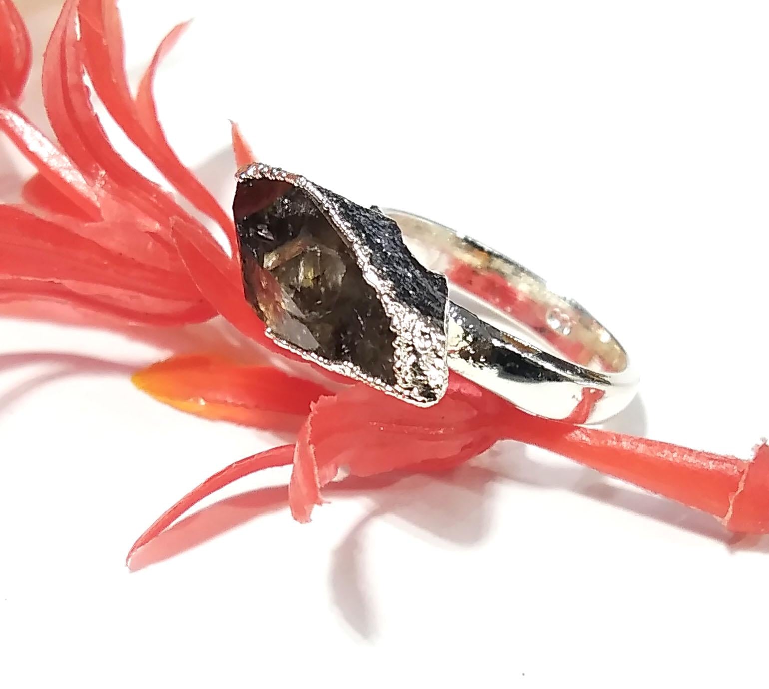 Natural Herkimer Diamond Stone Rough Ring, Solid 925 Sterling Silver Ring, Diamond Stone Size 17x7mm Handmade Gift Statement Ring Jewelry